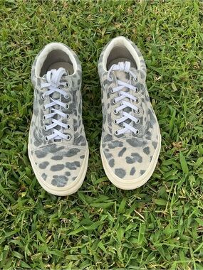 Vans Women's Leopard Print Canvas Sneakers - Gray & White